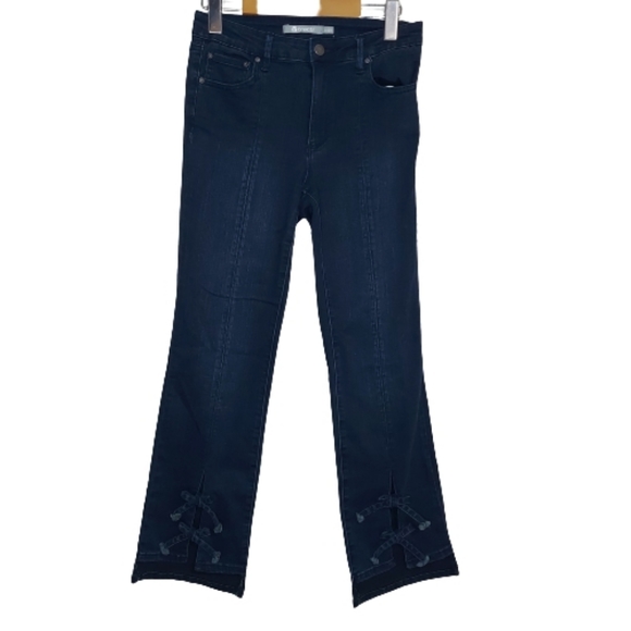 Tractr Front Slit Tie Detail & High Low Hem Jeans - Picture 2 of 16